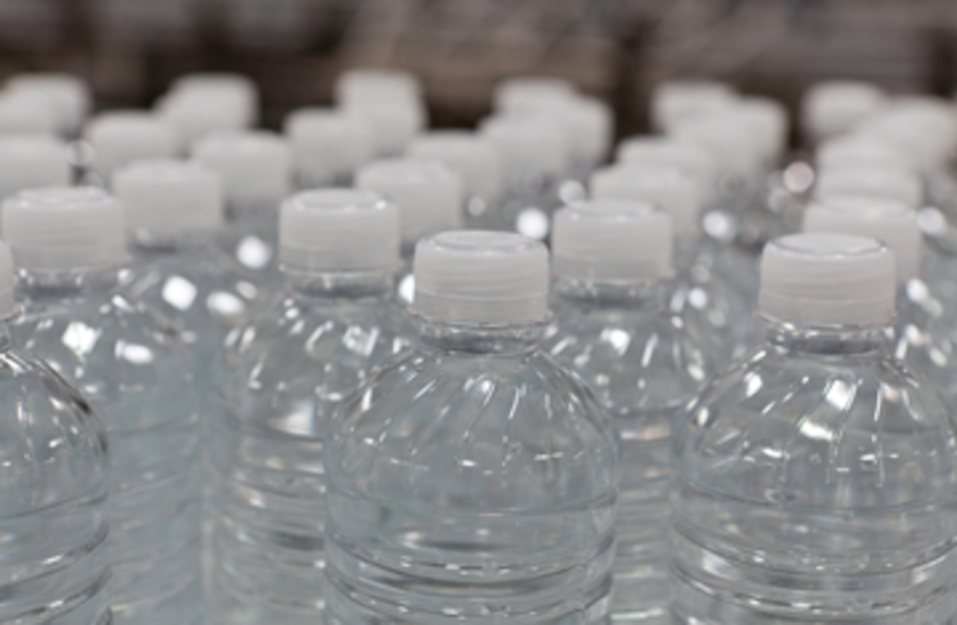Close-up view of bottles of water