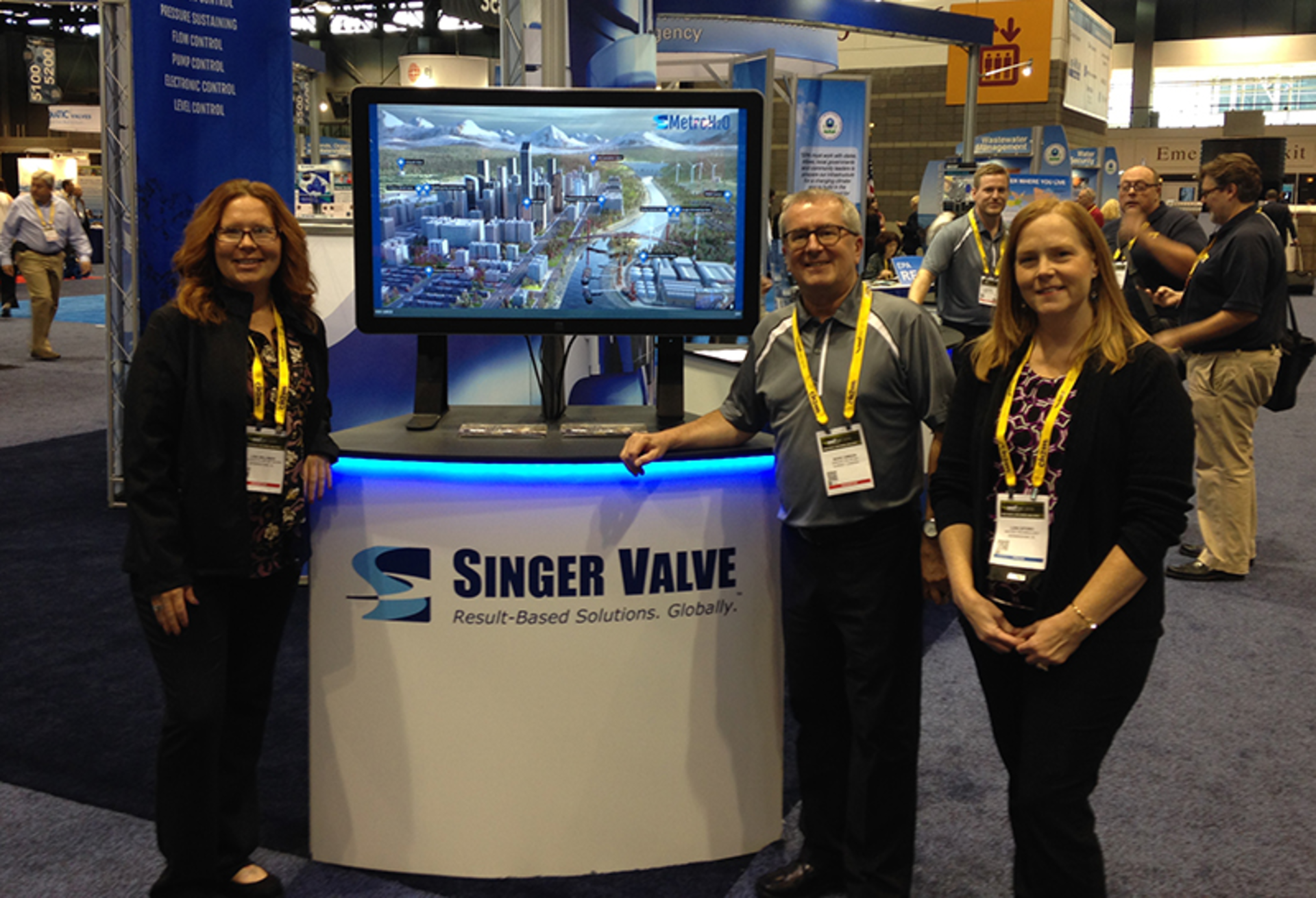 The Water Technology team joins Singer Valve&rsquo;s Mark Singer with a tour of the new Metro H2O during WEFTEC 2015.