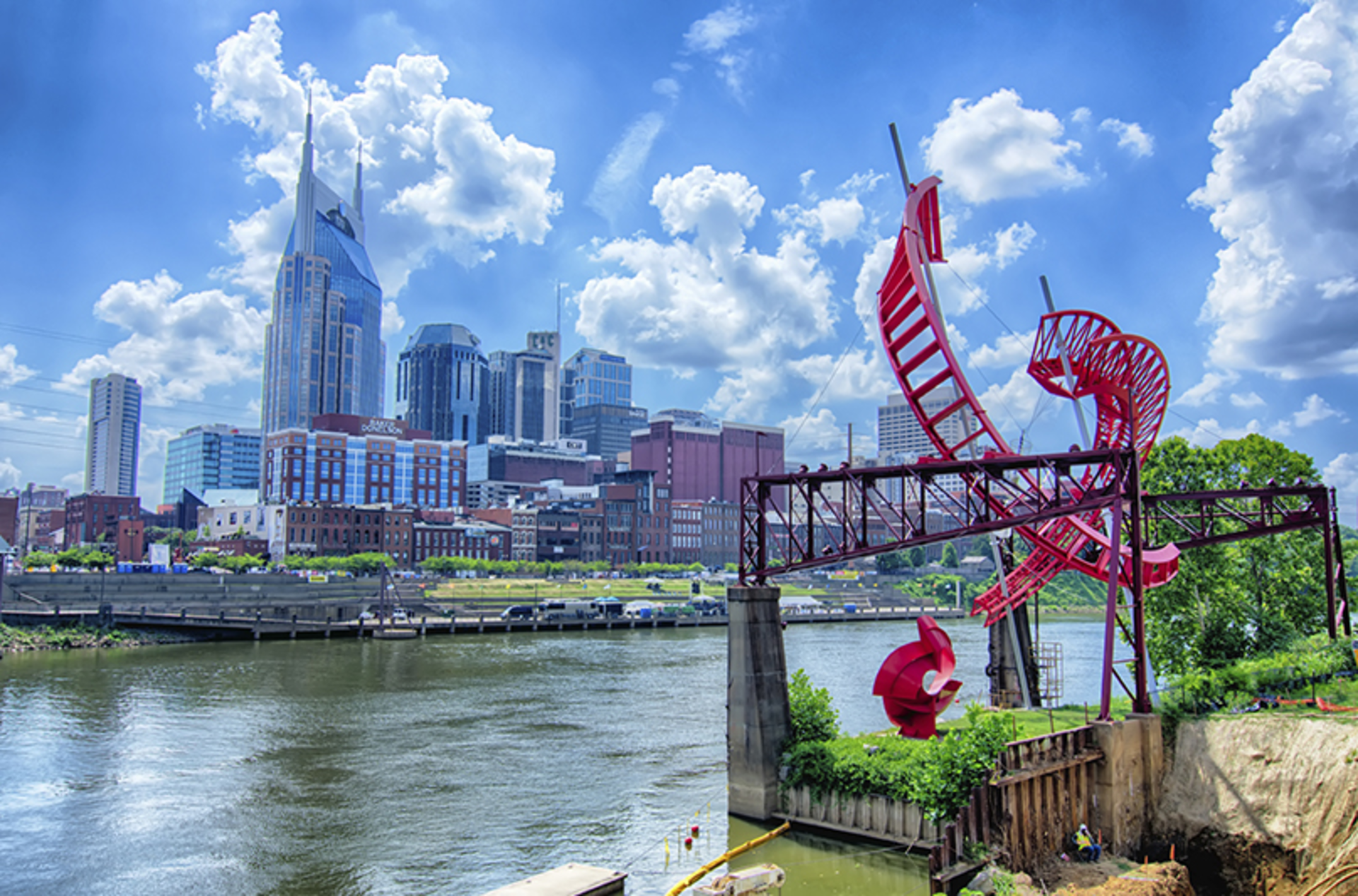 Nashville downtown skyline at Cumberland River. alex grichenko/iStock