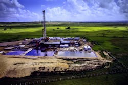 Image courtesy of iStock: Aerial view of drilling rig.