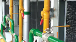 Piping arrangement for evaporative condenser cooler. All images courtesy of Air Liquide