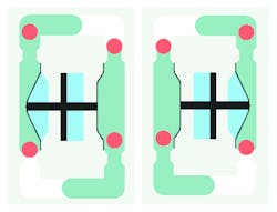 Figure 2. Functional principle of an AODD pump with a feed pressure of 15 Bar Figure 2. Functional principle of an AODD pump with a feed pressure of 15 Bar