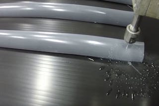 Water-jet cutting does not require expensive metal tooling and makes precise holes for fastener heads.