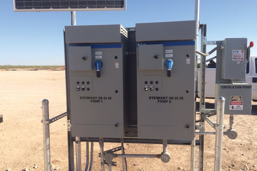 Eaton&rsquo;s Enclosed PowerXL DG1s installed in a remote pumping application. All images courtesy of Eaton