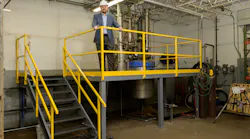 MFG Chemical Chief Science Officer Guido DeStefano inspects completion of pilot plant upgrade.