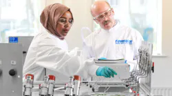 Rawwater project technicians work in one of the company's pressurized bioreactor suites.