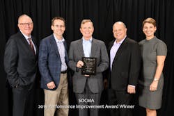 2019 SOCMA Performance Improvement Award (left to right): Gene Williams, chairman SOCMA Board; Joe Welch, MFG Chemical EHSS; Keith Arnold, president and CEO MFG Chemical; Jon Amdursky, MFG marketing communications; Jennifer Abril, SOCMA president and CEO. 2019 SOCMA Performance Improvement Award (left to right): Gene Williams, chairman SOCMA Board; Joe Welch, MFG Chemical EHSS; Keith Arnold, president and CEO MFG Chemical; Jon Amdursky, MFG marketing communications; Jennifer Abril, SOCMA president and CEO.