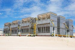 The HXV Hybrid Cooler virtually eliminates plume and reduces water usage. The HXV Hybrid Cooler virtually eliminates plume and reduces water usage.