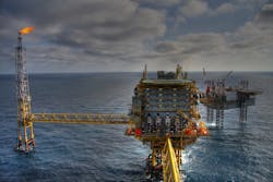 Offshore oil and gas production platforms. Offshore oil and gas production platforms.