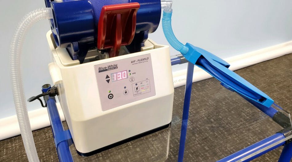 Blue-White&rsquo;s ventilator is currently in long-term testing and is being submitted to the U.S. Food and Drug Administration for approval.