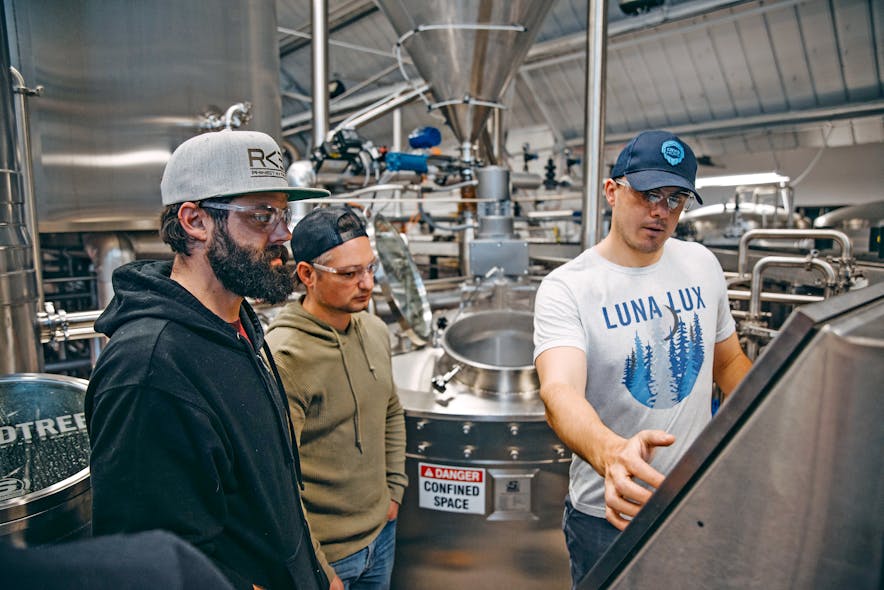 Lead Brewer Ryan Johnston works on a beer collaboration with local restaurant Mikey&rsquo;s Late Night Slice.