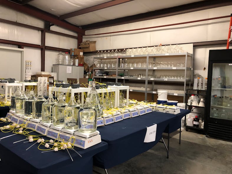 Laboratory operation for wastewater treatability studies utilizing respirometry and samples taken from various marijuana facilities around the U.S.