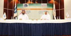 Abdullah Khalifa Al-Buainain, president and CEO of Marafiq signs the fourth phase contract with Moath Al Sohaibani, general manager of the Saudi Electrical and Mechanical Services Company to expand its Industrial Wastewater Treatment Plant 8 in Jubail Industrial City. Abdullah Khalifa Al-Buainain, president and CEO of Marafiq signs the fourth phase contract with Moath Al Sohaibani, general manager of the Saudi Electrical and Mechanical Services Company to expand its Industrial Wastewater Treatment Plant 8 in Jubail Industrial City.