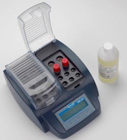 Combination reagent, digestion vials and heater block (left); 1-inch sample cell (right) and spectrophotometer (bottom). Photos courtesy of Hach. Combination reagent, digestion vials and heater block (left); 1-inch sample cell (right) and spectrophotometer (bottom). Photos courtesy of Hach.