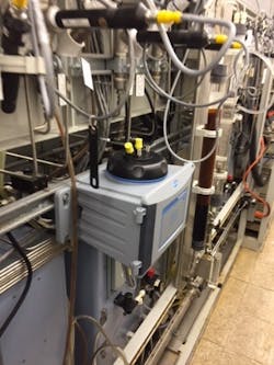 Laser nephelometer mounted on a water panel (left). View of the sample cell (right). Photos courtesy of Hach Laser nephelometer mounted on a water panel (left). View of the sample cell (right). Photos courtesy of Hach