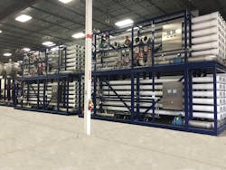 RO trains stacked on top of each other to fit in a tight space. RO trains stacked on top of each other to fit in a tight space.