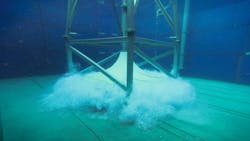 The HYPERCLASSIC Mixing and Aeration System operating inside a tank. The HYPERCLASSIC Mixing and Aeration System operating inside a tank.