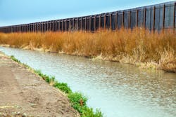 The US border fence to Mexico at El Paso.