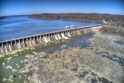 Aerial View Conowingo Hydroelectric Dam Maryland.
