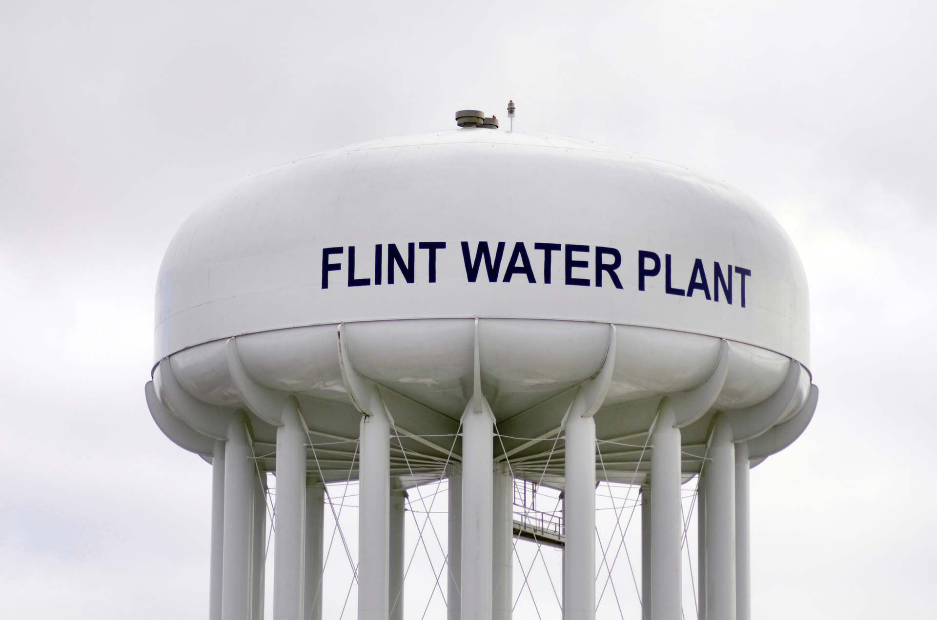 City of Flint Water Plant Tower in Flint, Michigan.