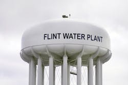 City of Flint Water Plant Tower in Flint, Michigan.