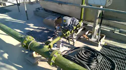 An example of a piping section of a water treatment unit during construction.