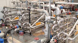 HRS DTI Series tubular heat exchangers used for wastewater treatment.