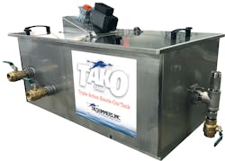 Oil Skimmers Inc. has invented a unique oil-water separator that features Triple Action Knock Out (TAKO), which quickly reduces initial excessive oil levels while providing effective oil separation and active oil removal in a single comprehensive system. Oil Skimmers Inc. has invented a unique oil-water separator that features Triple Action Knock Out (TAKO), which quickly reduces initial excessive oil levels while providing effective oil separation and active oil removal in a single comprehensive system.