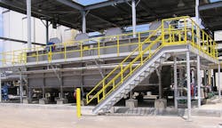A dissolved air flotation unit at a manufacturing facility in North America. A dissolved air flotation unit at a manufacturing facility in North America.
