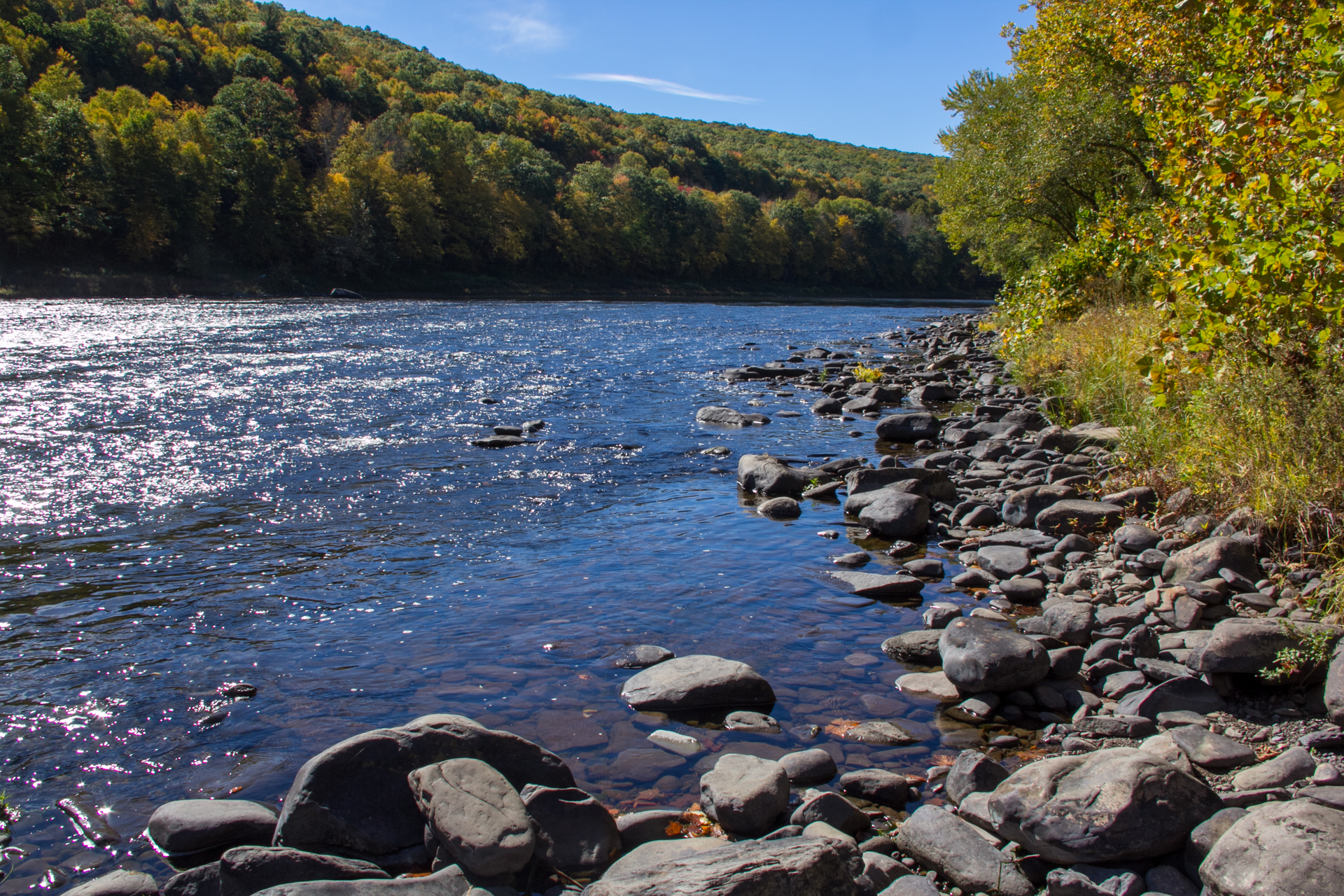 The Delaware River near the Upper Delaware Scenic Byway.