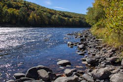 The Delaware River near the Upper Delaware Scenic Byway. The Delaware River near the Upper Delaware Scenic Byway.