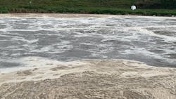 The aeration basin approximately four weeks after the supplemental bioaugmentation program was implemented. The aeration basin approximately four weeks after the supplemental bioaugmentation program was implemented.