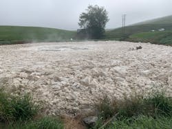 The aeration basin before the supplemental bioaugmentation program was implemented. The aeration basin before the supplemental bioaugmentation program was implemented.