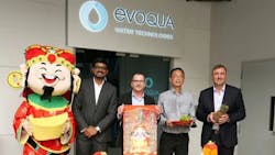 Ron Keating, Evoqua&apos;s Chief Executive Officer (right), was joined by Govindan Alagappan, Evoqua&apos;s VP and Managing Director for APAC (left), Herv&eacute; Fages, Evoqua&apos;s Executive Vice President and Applied Product Technologies Segment President (center left), and Keng Hoo Yeo, Operations Director for Evoqua (center right).