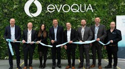 Evoqua team cutting the ribbon at the grand opening event (L-R): Steffen Lange, VP and General Manager of Evoqua's Disinfection Division, Phil Walsh, Plant Manager, Kelly Van Marle, Senior Quality Control Technician, Ron Keating, Chief Executive Officer, Hervé Fages, Executive Vice President and Applied Product Technologies Segment President, Sean Zyra, Sr. Director of Manufacturing Engineering and Quality, Frans Conradie, Operations Director, and Dave Robinson, Warehouse Supervisor. Evoqua team cutting the ribbon at the grand opening event (L-R): Steffen Lange, VP and General Manager of Evoqua's Disinfection Division, Phil Walsh, Plant Manager, Kelly Van Marle, Senior Quality Control Technician, Ron Keating, Chief Executive Officer, Hervé Fages, Executive Vice President and Applied Product Technologies Segment President, Sean Zyra, Sr. Director of Manufacturing Engineering and Quality, Frans Conradie, Operations Director, and Dave Robinson, Warehouse Supervisor.