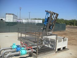 The Duperon FlexRake removes all debris damaging to the vineyard’s evaporative ponds. The Duperon FlexRake removes all debris damaging to the vineyard’s evaporative ponds.