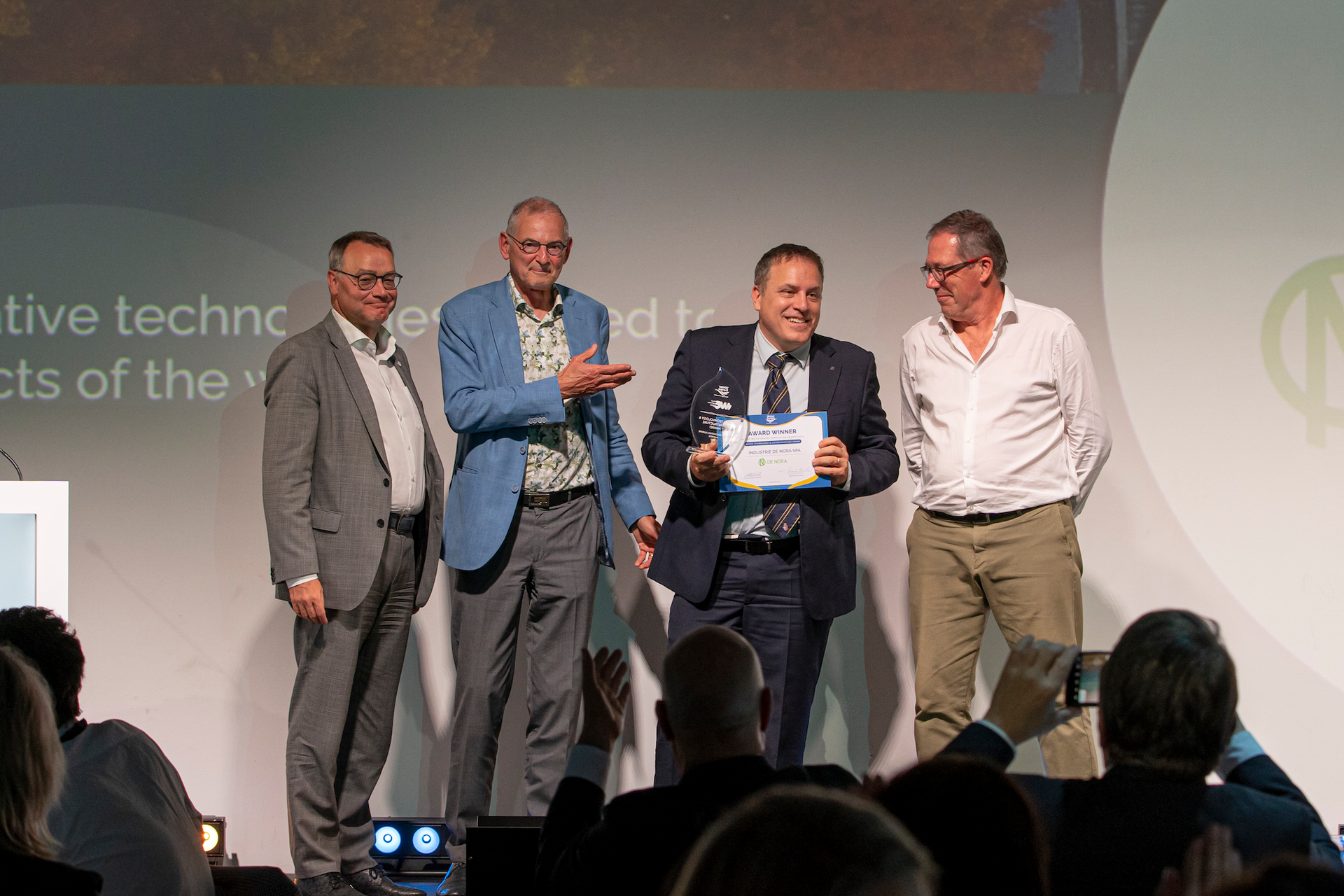 Representatives from De Nora were presented with the award at a special ceremony hosted by Water Europe on Tuesday, June 14.