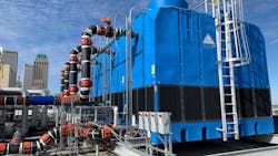 A key piece of the chemical manufacturing process are the cooling towers used as an efficient way to reduce the heat created during the chemical reaction process. A key piece of the chemical manufacturing process are the cooling towers used as an efficient way to reduce the heat created during the chemical reaction process.