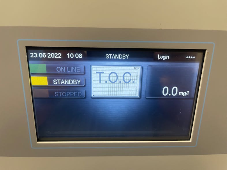 The display for EDC&apos;s TOC analyzer.