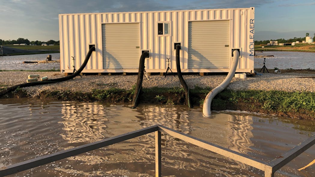 When installed on aerobic lagoons, Moleaer&rsquo;s nanobubble systems pump wastewater into the container housing the nanobubble generator using an industrial pump. The wastewater goes through the nanobubble generators and back into the wastewater, injecting nanobubbles and transferring high concentrations of oxygen gas into the lagoon.