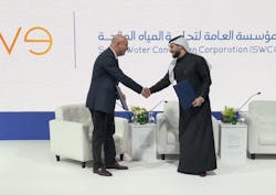 Chris Wyres (Evove) and Tariq Al-Ghaffari (SWCC) at the announcement of the MoU in Riyadh on January 17. Chris Wyres (Evove) and Tariq Al-Ghaffari (SWCC) at the announcement of the MoU in Riyadh on January 17.