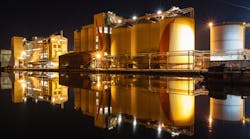 The Cargill processing plant at night.