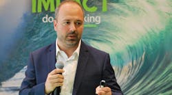 Vincent Puisor speaks during his presentation at the Schneider Electric booth at WEFTEC 2024. Vincent Puisor speaks during his presentation at the Schneider Electric booth at WEFTEC 2024.