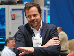 WSP's Joshua Palmer interacts with the audience during Tuesday's Global Stage presentation at WEFTEC 2024 in New Orleans.