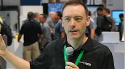 Eric Barnes discusses Schneider Electric's TeSys motor control device during a presentation at the company's booth on Tuesday at WEFTEC 2024.