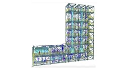 A 3D model of two identical benzene stripping systems. A 3D model of two identical benzene stripping systems.