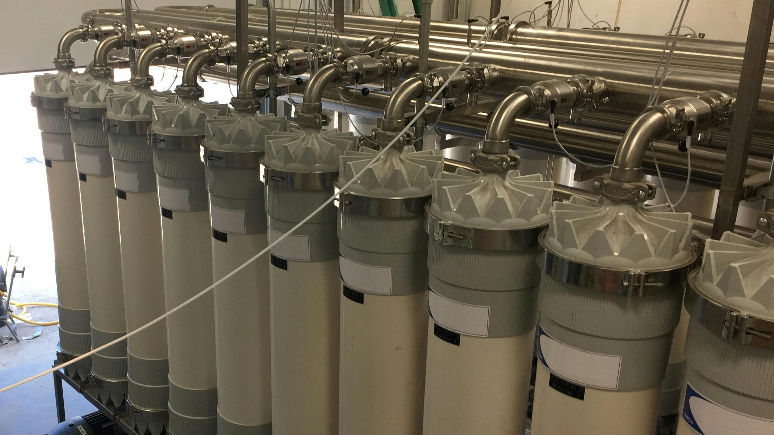 Hydro Reserve&rsquo;s ultra-filtration system operating inside a facility, filtering wastewater through advanced membrane technology.