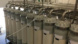 Hydro Reserve’s ultra-filtration system operating inside a facility, filtering wastewater through advanced membrane technology. Hydro Reserve’s ultra-filtration system operating inside a facility, filtering wastewater through advanced membrane technology.