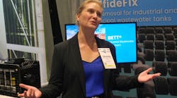 Aquacycl founder and CEO Orianna Bretschger at her company's booth on Monday at WEFTEC 2025 in Chicago. Aquacycl founder and CEO Orianna Bretschger at her company's booth on Monday at WEFTEC 2025 in Chicago.