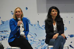 120 Water’s Megan Glover (left) and Xylem’s Sivan Zamir (right) were joined by Ecolab’s Brian Larsen in a wide-ranging discussion moderated by the University of Michigan’s Glen Daigger at WEFTEC 2025.